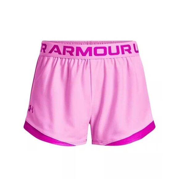 Under Armour Girls' Play Up Solid Workout Gym Shorts Stellar Pink 1362322-638 YM - Picture 1 of 8